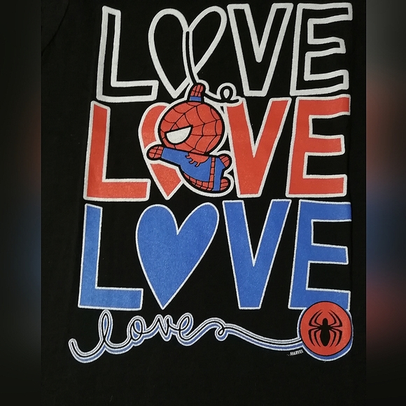 🔥SALE🔥 Spiderman Love Girls Fitted T-shirt Tee NWT Size L (14-16), XL (18) - Picture 2 of 4